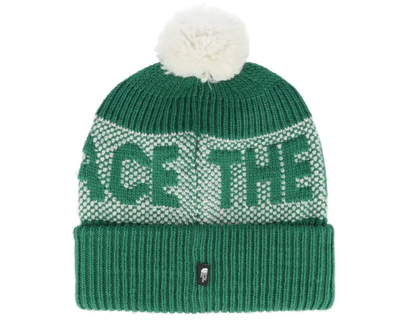 The North Face Retro Cabin Beanie Evergreen/White Pom online
