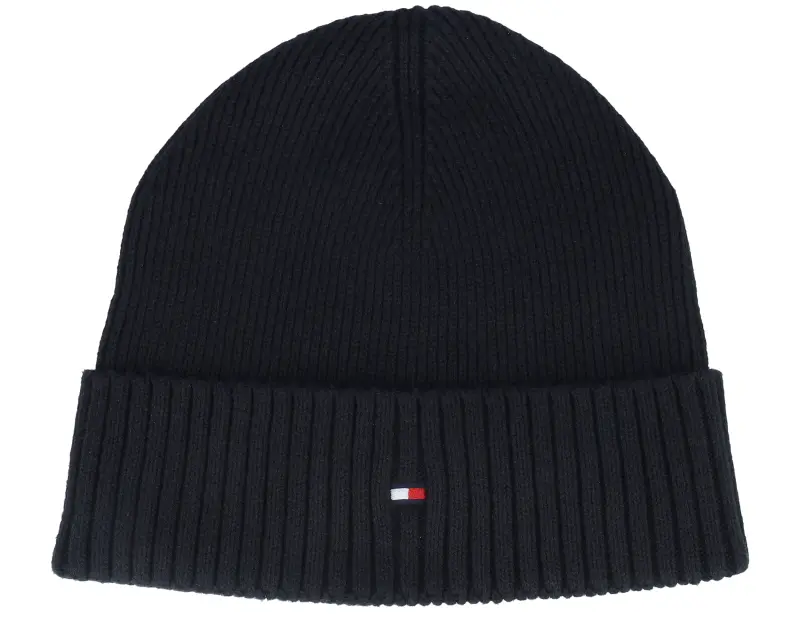 Tommy Hilfiger Th Flag Pima Cotton Beanie Black Cuff online