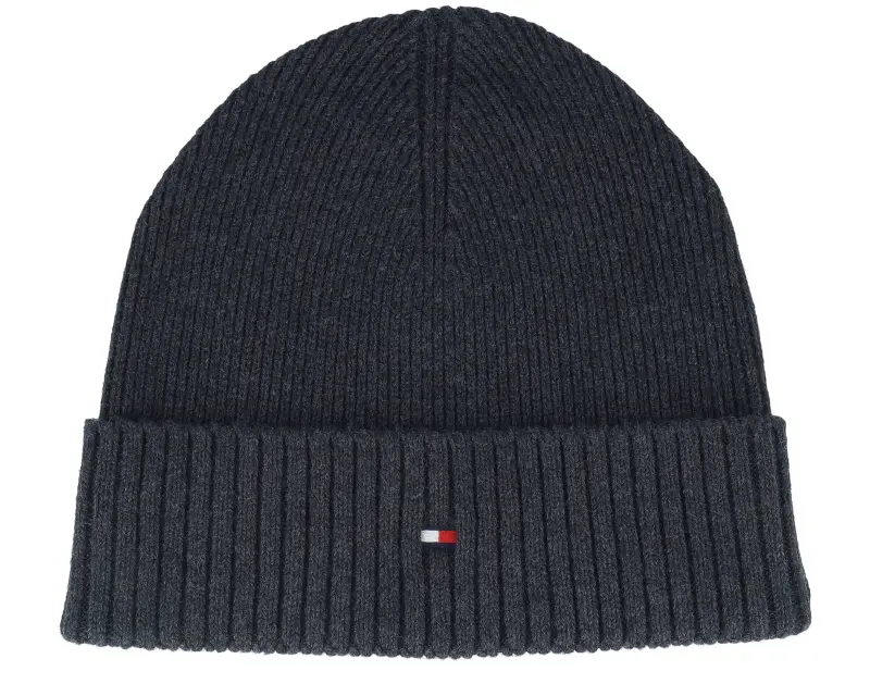 Tommy Hilfiger Th Flag Pima Cotton Beanie Charcoal Gray Cuff online