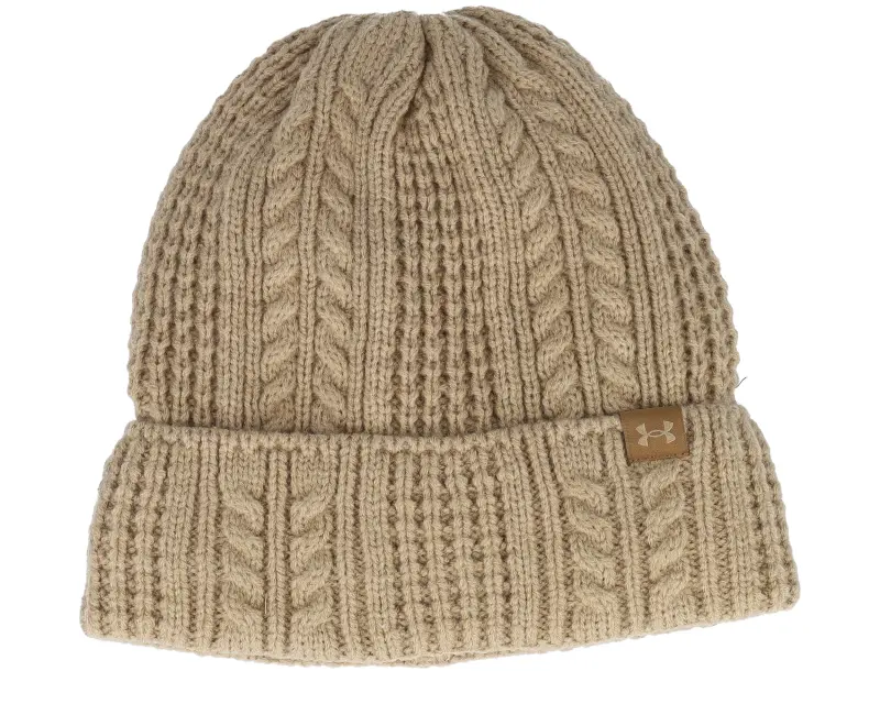 Under Armour Women Halftime Cable Knit Beanie Camel Cuff online