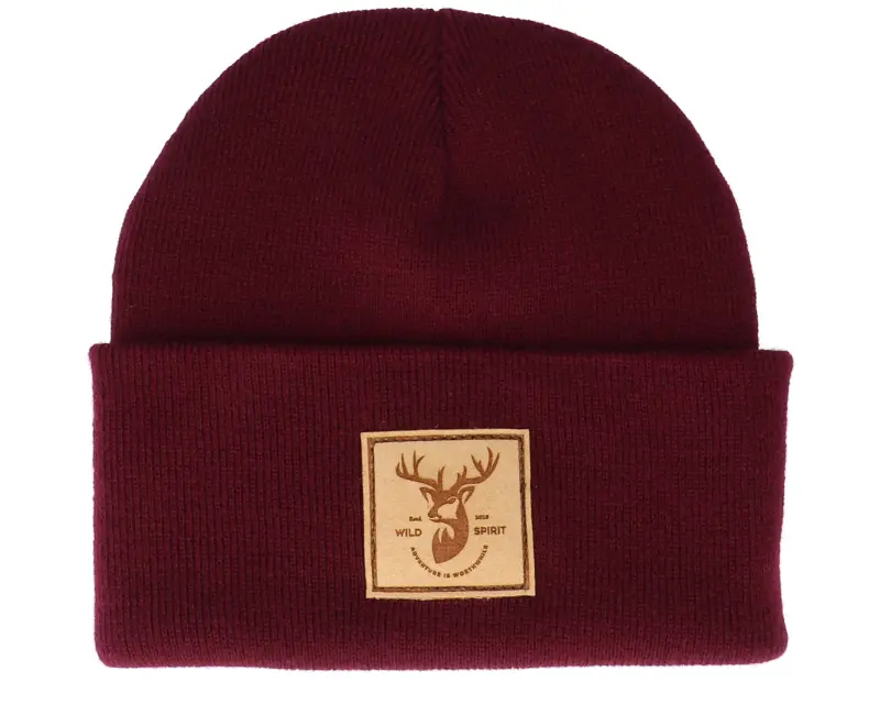 Wild Spirit Deer Box Patch Burgundy/Beige Beanie online