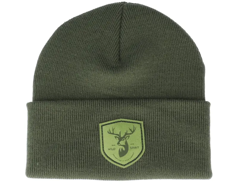 Wild Spirit Deer Shield Patch Olive/Green Beanie online