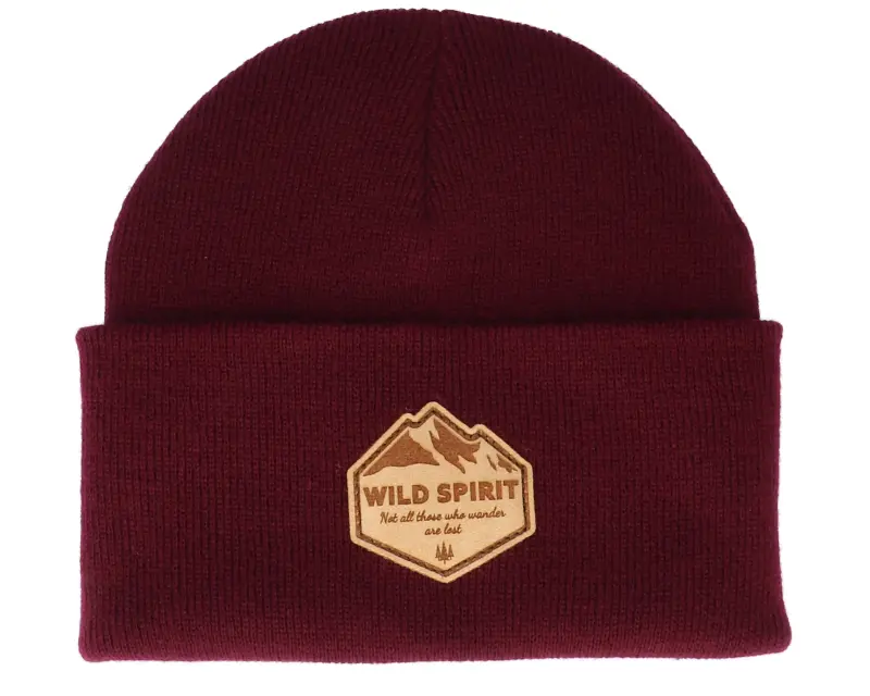 Wild Spirit Mountain Shape Patch Burgundy/Beige Beanie online