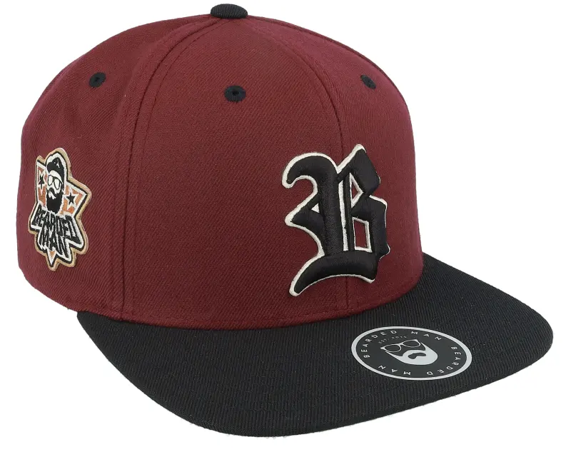 Bearded Man 3D Sport Logo Side Patch Maroon/Black Snapback online