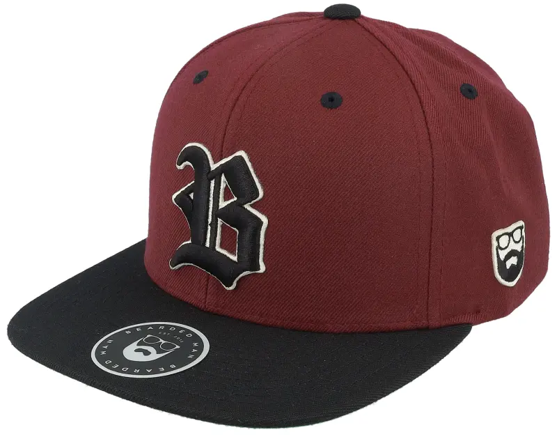 Bearded Man 3D Sport Logo Side Patch Maroon/Black Snapback online