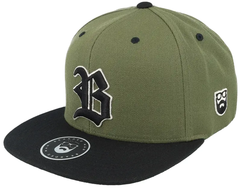 Bearded Man 3D Sport Logo Side Patch Olive/Black Snapback online