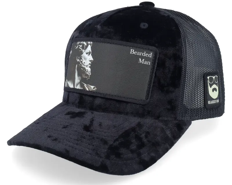 Bearded Man Ancient Greek Beard Patch Velvet Black A-Frame Trucker online