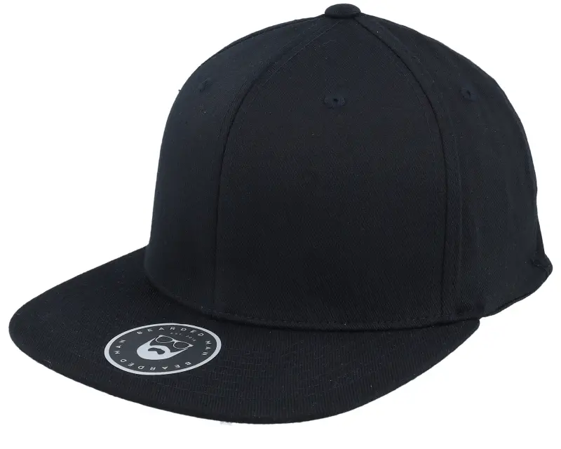 Bearded Man Badge Logo Back Black Flat Brim Fitted online