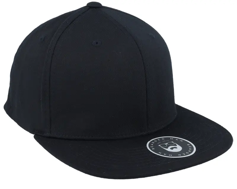 Bearded Man Badge Logo Back Black Flat Brim Fitted online