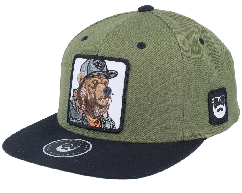 Bearded Man Bear Cap Man Olive/Black Snapback online