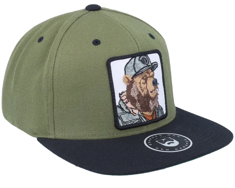 Bearded Man Bear Cap Man Olive/Black Snapback online
