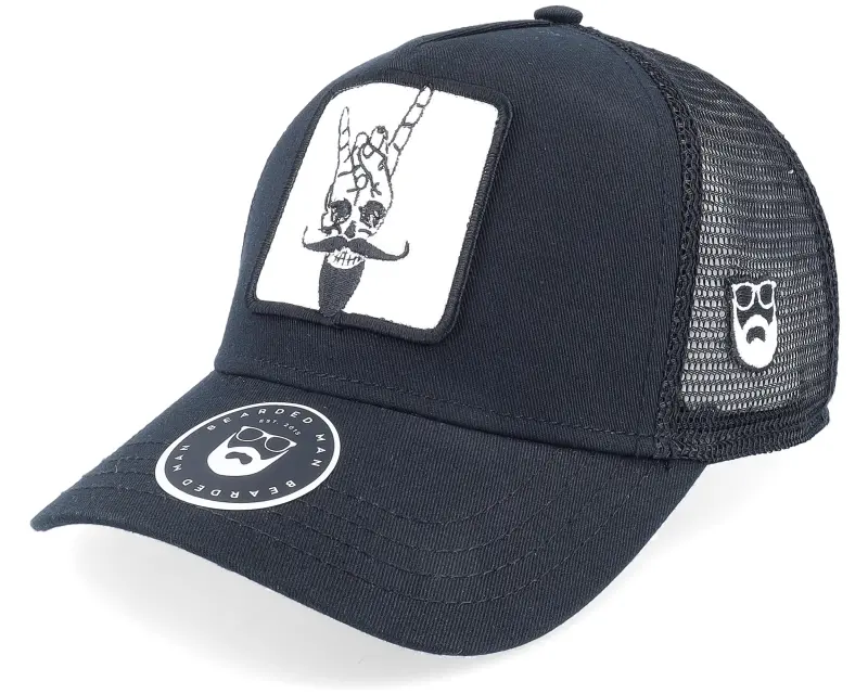 Bearded Man Bearded Rock Sign Scull Patch Black Trucker online