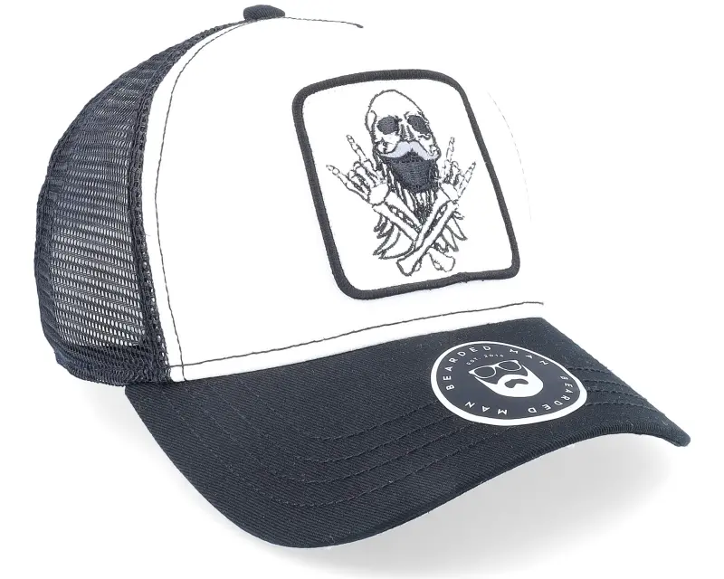 Bearded Man Bearded Rockstar Scull Patch Black/White Trucker online