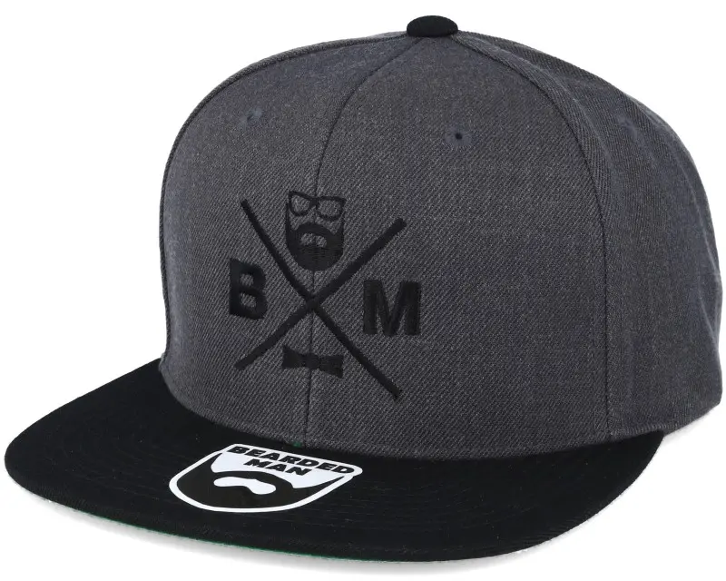Bearded Man BM Cross Charcoal/Black Snapback online