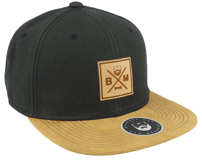 Bearded Man BM Cross Patch Black/Suede Snapback online