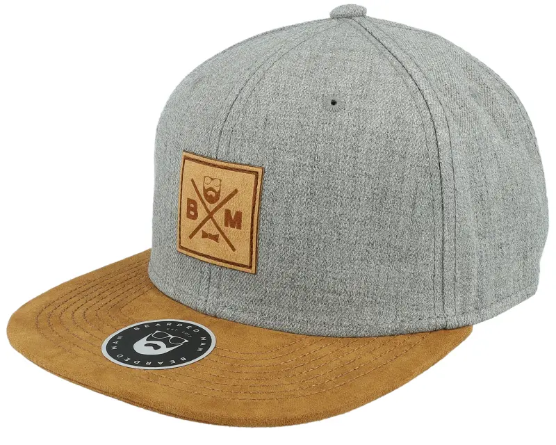 Bearded Man BM Cross Patch Grey/Suede Snapback online