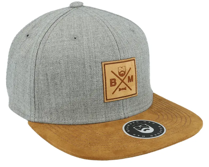 Bearded Man BM Cross Patch Grey/Suede Snapback online