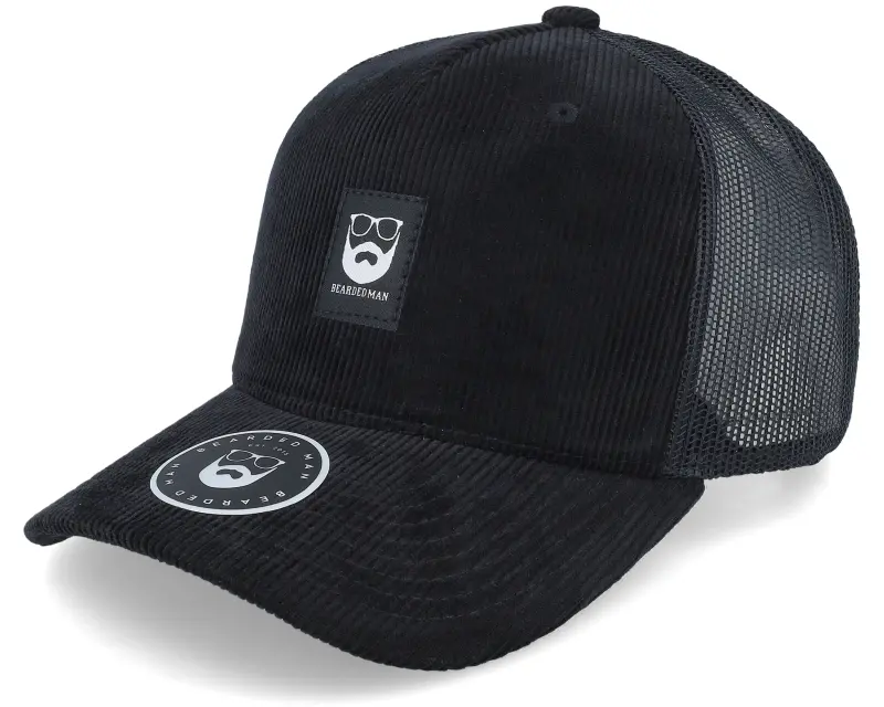 Bearded Man Bm Logo Blk Woven Black Cord/Black A-frame Trucker online