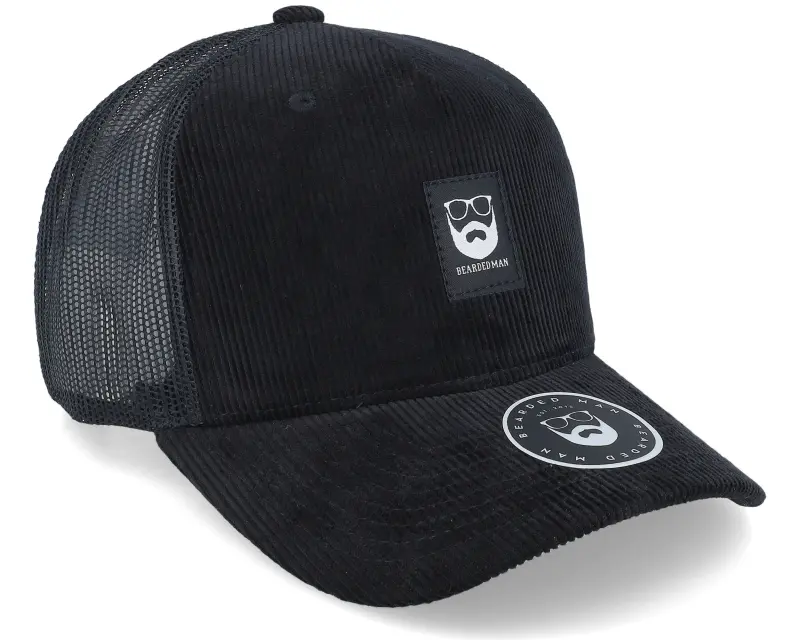 Bearded Man Bm Logo Blk Woven Black Cord/Black A-frame Trucker online