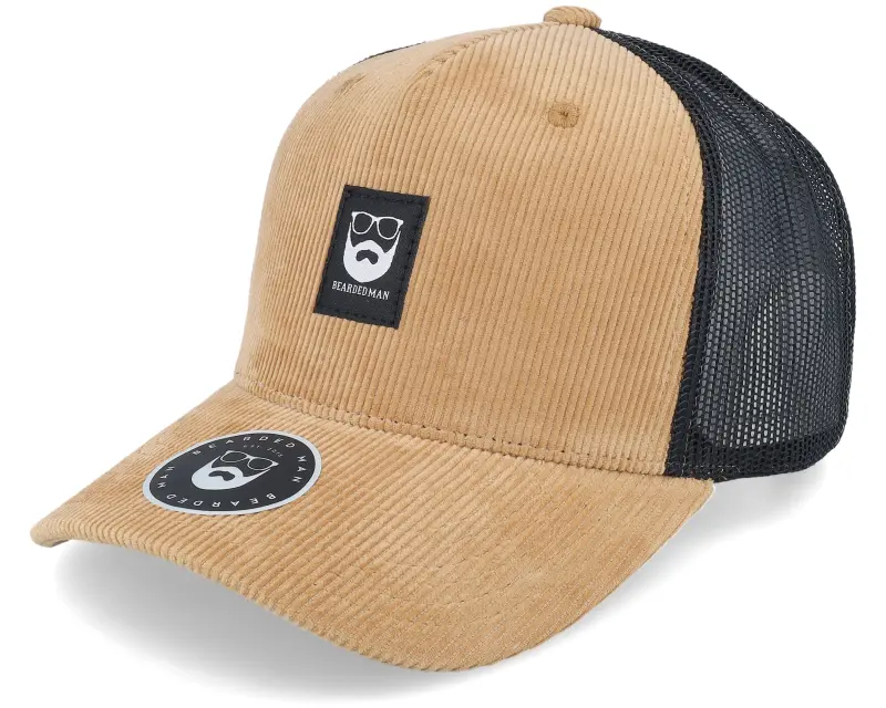 Bearded Man Bm Logo Blk Woven Cord Caramel/Black A-frame Trucker online