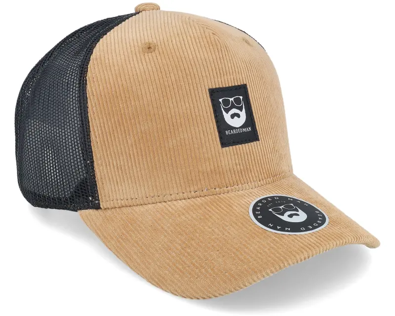 Bearded Man Bm Logo Blk Woven Cord Caramel/Black A-frame Trucker online