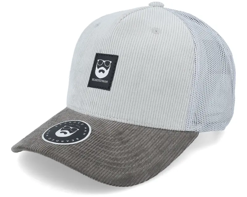 Bearded Man Bm Logo Blk Woven Cord Grey/Light Grey A-frame Trucker online