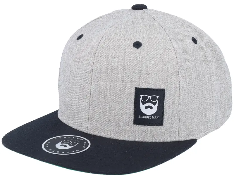 Bearded Man Bm Logo Blk Woven Heather Grey/Black Snapback online