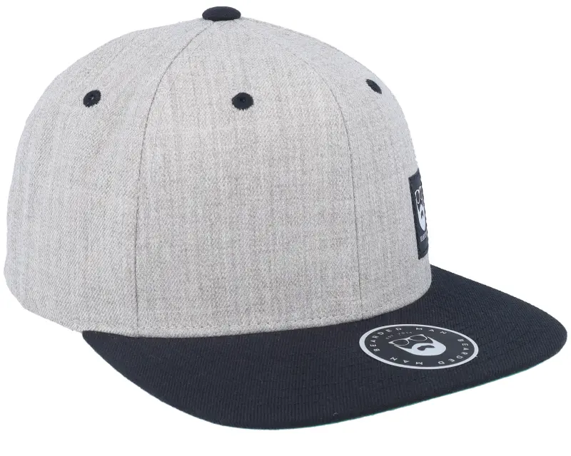Bearded Man Bm Logo Blk Woven Heather Grey/Black Snapback online
