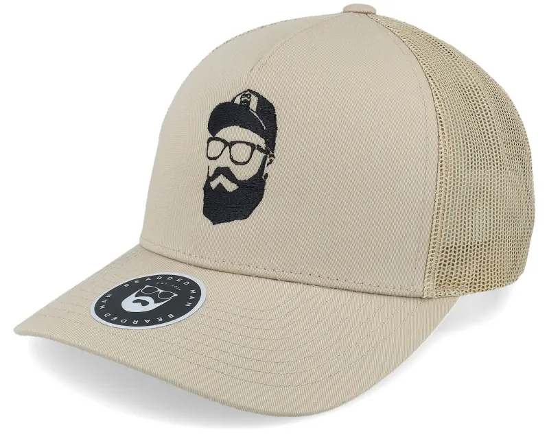 Bearded Man Cap Man Beige Trucker online