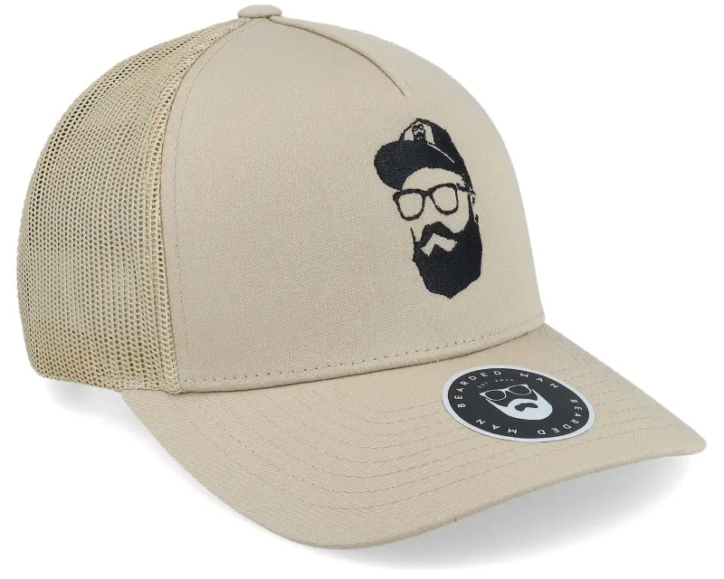 Bearded Man Cap Man Beige Trucker online