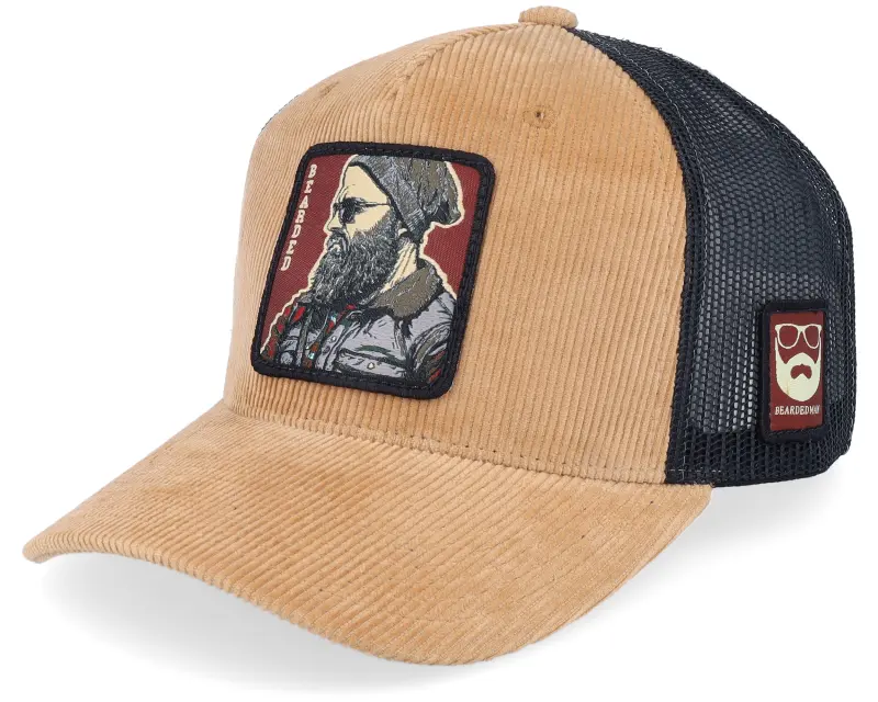 Bearded Man Cap Man Modern Cord Caramel/Black A-frame Trucker online