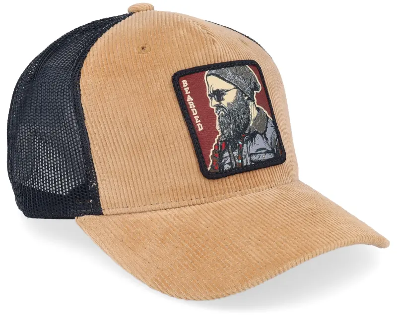 Bearded Man Cap Man Modern Cord Caramel/Black A-frame Trucker online