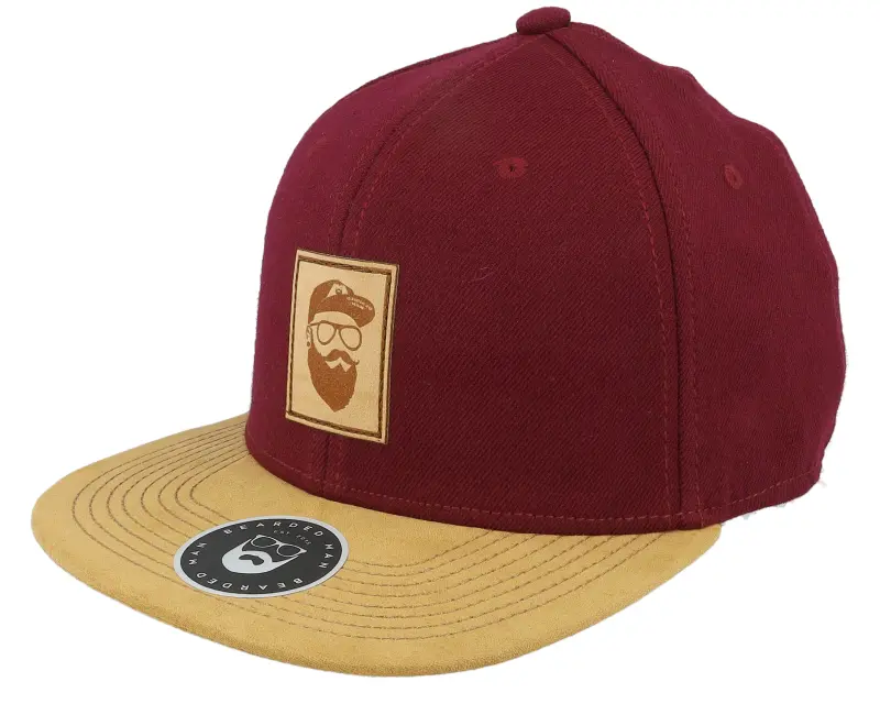 Bearded Man Cap Man Patch Maroon/Suede Snapback online