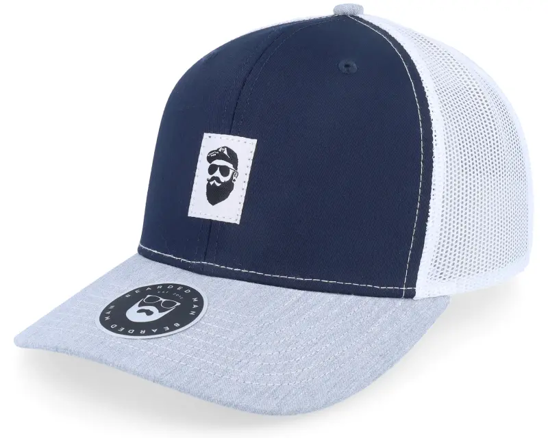 Bearded Man Cap Man Woven 112 Tri Navy/White/Heather Grey Trucker online
