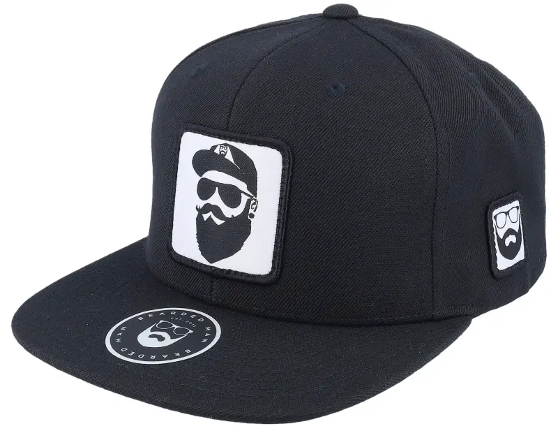Bearded Man Cap Man Woven Patch Black Snapback online