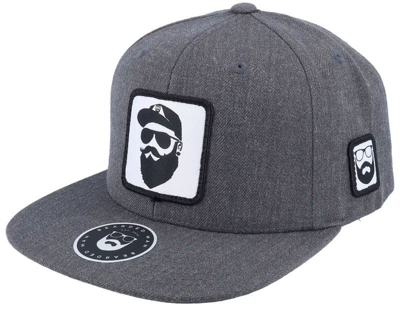 Bearded Man Cap Man Woven Patch Dark Heather Grey Snapback online