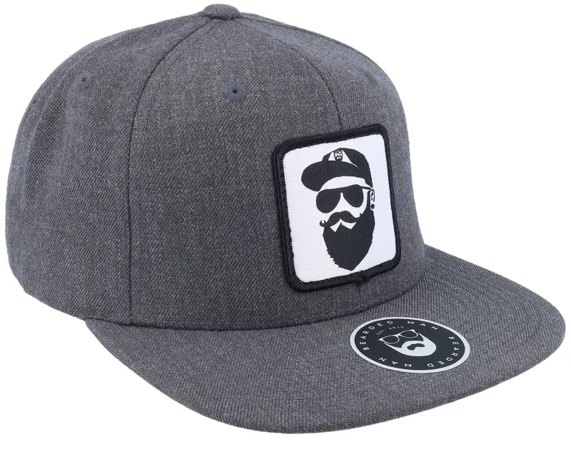 Bearded Man Cap Man Woven Patch Dark Heather Grey Snapback online