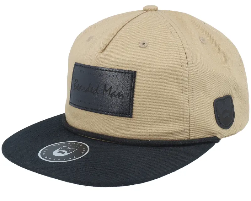 Bearded Man Casual Logo Black Patch Khaki/Black Rope Snapback online