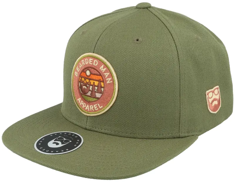 Bearded Man Easy Sunset Patch Olive Snapback online