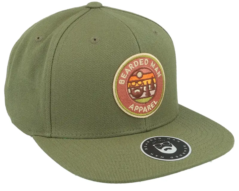 Bearded Man Easy Sunset Patch Olive Snapback online