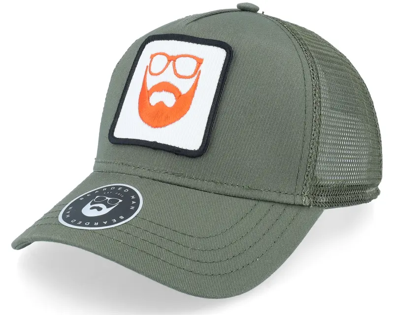 Bearded Man Logo Patch Olive Trucker online