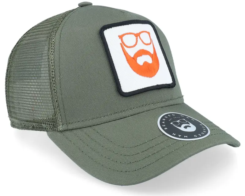 Bearded Man Logo Patch Olive Trucker online
