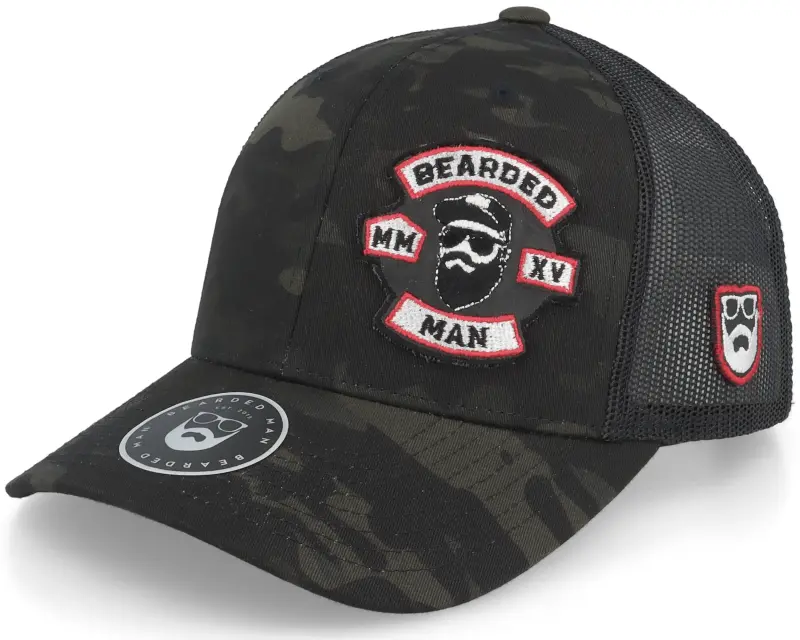 Bearded Man Mc Biker Logo Multicam Black Camo Trucker online