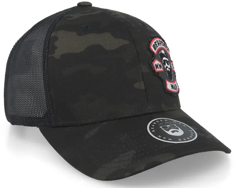 Bearded Man Mc Biker Logo Multicam Black Camo Trucker online