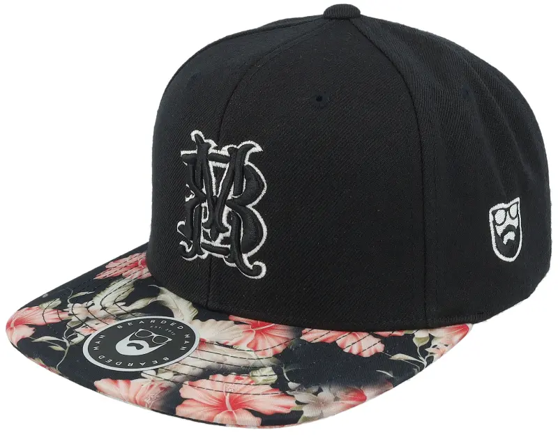 Bearded Man Monogram Black/Floral Red Snapback online