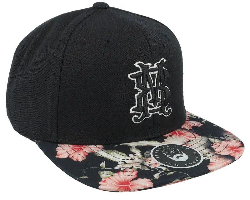 Bearded Man Monogram Black/Floral Red Snapback online
