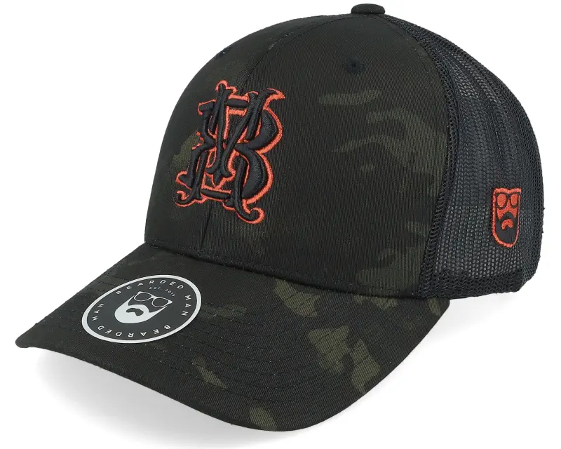 Bearded Man Monogram Multicam Black Camo Trucker online