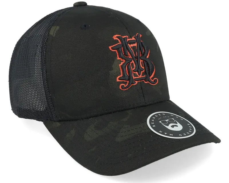 Bearded Man Monogram Multicam Black Camo Trucker online