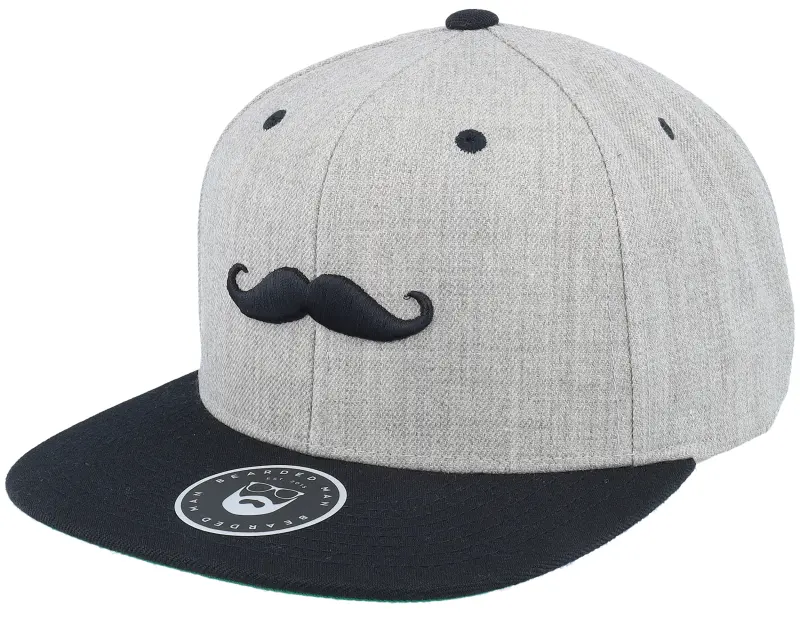 Bearded Man Mustache Logo Grey/Black Snapback online