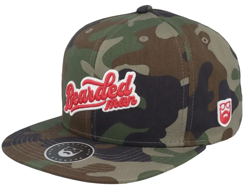 Bearded Man Retro Logo Script Patch Camo Snapback online